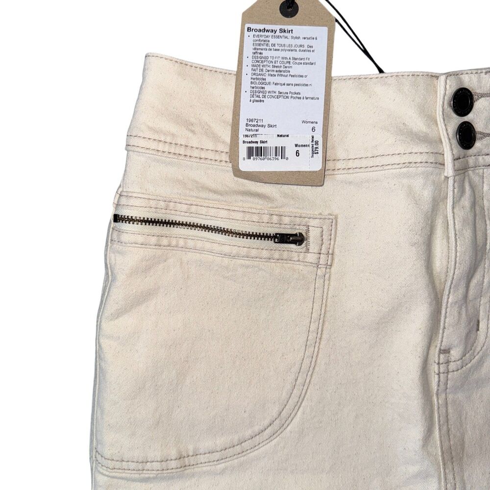 NWT Prana Broadway Skirt Stretch Denim Natural Zip Pockets Size 6 - Picture 4 of 9